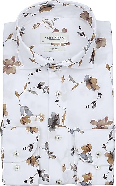 Profuomo Twill Hemd Flower Weiß - Größe 43 günstig online kaufen