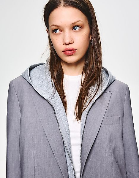 Bershka Blazer Mit Knopf Damen L Grau günstig online kaufen