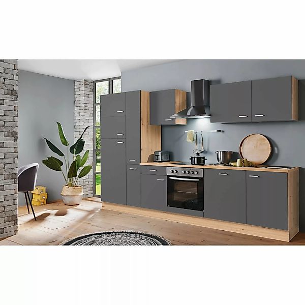 Menke Küchenzeile Artisan Classic 310 cm Graphit-Artisan Eiche Nachbildung günstig online kaufen