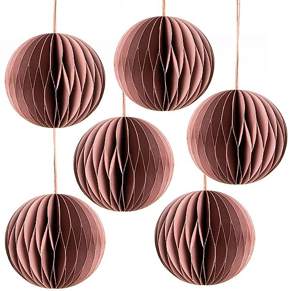 Logbuch-Verlag Dekofigur 6 Weihnachtskugeln Honeycomb altrosa günstig online kaufen