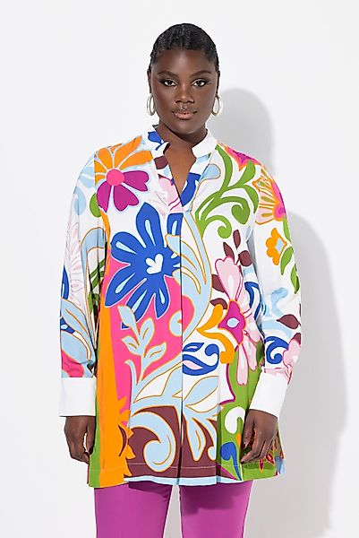 Ulla Popken Tunika Satin-Tunika A-Linie Stehkragen günstig online kaufen