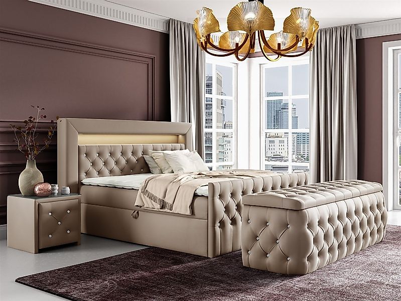 Fun Möbel Boxspringbett Schlafzimmerbett SEVRA Nr.3 in Stoff Elisa Velvet ( günstig online kaufen