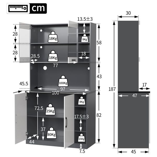 Ulife Küchenbuffet Küchenschrank, Buffet mit LED-Ambiente-Beleuchtung günstig online kaufen