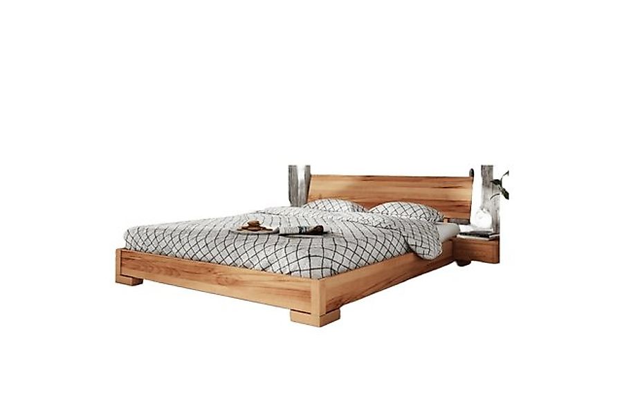 Natur24 Einzelbett Bett Bento 3 Sonderlänge 100x220 Kernbuche Holzkopfteil günstig online kaufen