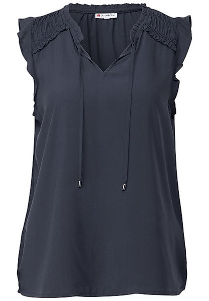 STREET ONE Kurzarmbluse – ärmellose Tunika mit Split Neck und Bindebändern günstig online kaufen