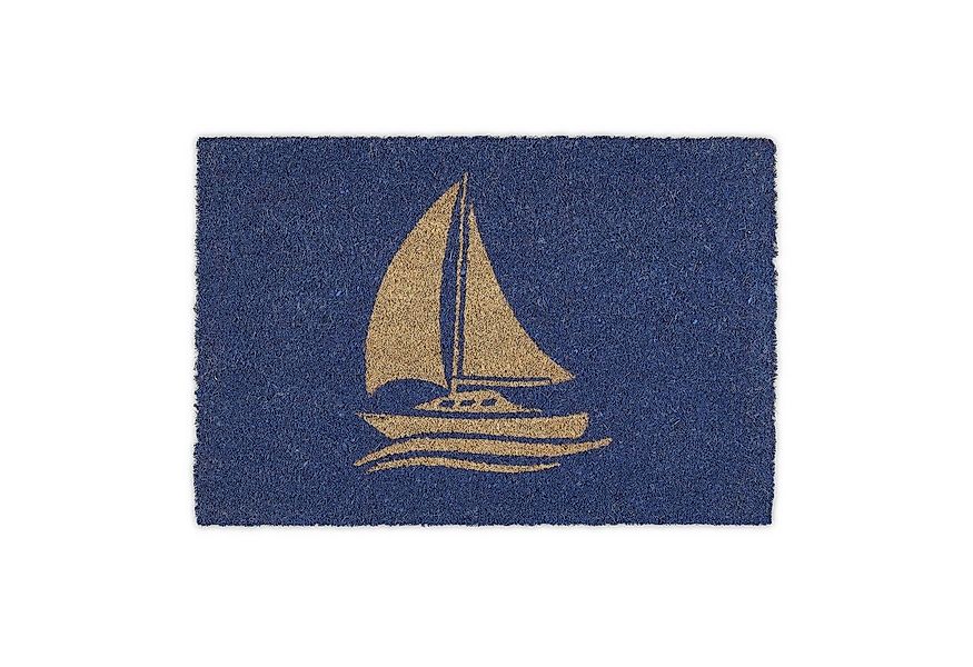 relaxdays Fußmatte mit Segelschiff blau, Höhe: 15 mm günstig online kaufen