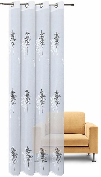 Gerster Gardine "Ulrika" Ösen 1 Stk. tlg. Ösenschal bestickt mit Zweigen günstig online kaufen