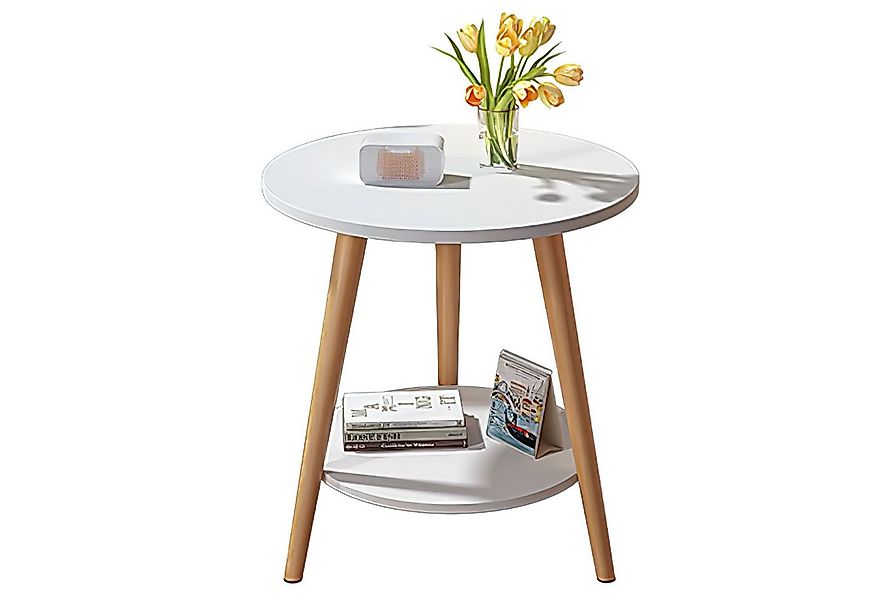 HEYHIPPO Beistelltisch Warmweißer doppelschichtiger Couchtisch aus Holz kle günstig online kaufen