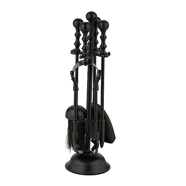 relaxdays Kamingarnitur 5-teiliges Kaminbesteck in Schwarz günstig online kaufen