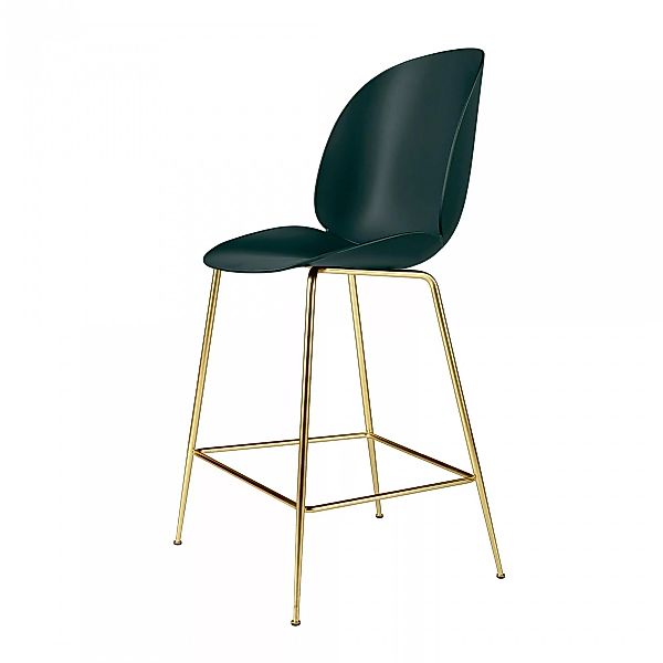 Gubi - Beetle Counter Chair Gestell Messing 108cm - grün/Sitz Polypropylen- günstig online kaufen
