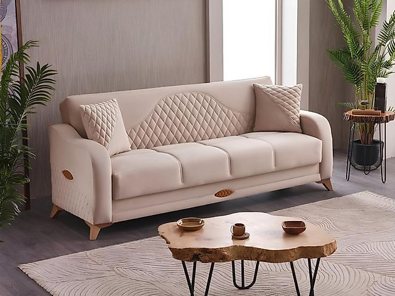 JVmoebel Sofa Dreisitzer Couch 3 Sitzer Sofa Stoffsofa Polstersofa Beige Co günstig online kaufen