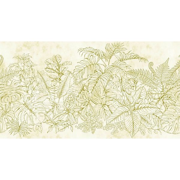 Fototapete Blumen Dschungel Beige Grün 5,00 m x 2,70 m FSC® günstig online kaufen