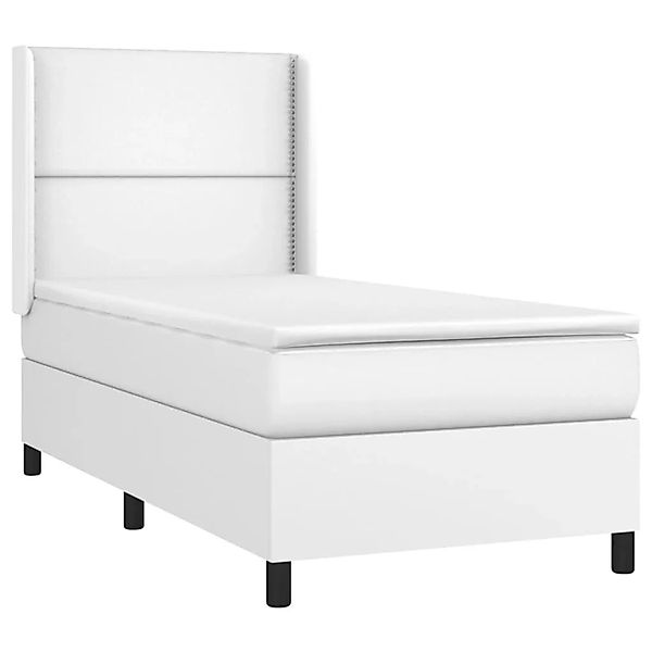 vidaXL Boxspringbett mit Matratze & LED Weiß 100x200 cm Kunstleder 3139308 günstig online kaufen