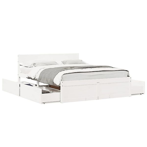 vidaXL Massivholzbett ohne Matratze Weiß 150x200 cm Kiefernholz 3282346 günstig online kaufen