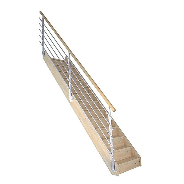 StarWood Treppe Korfu Fichte Gerade Setzstufen Design-Geländer-Edelstahl günstig online kaufen