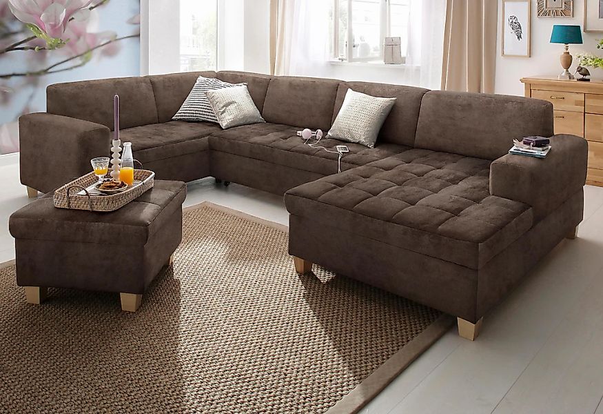 Home affaire Wohnlandschaft "Corby, viel Platz und Komfort, U-Form" wahlwei günstig online kaufen