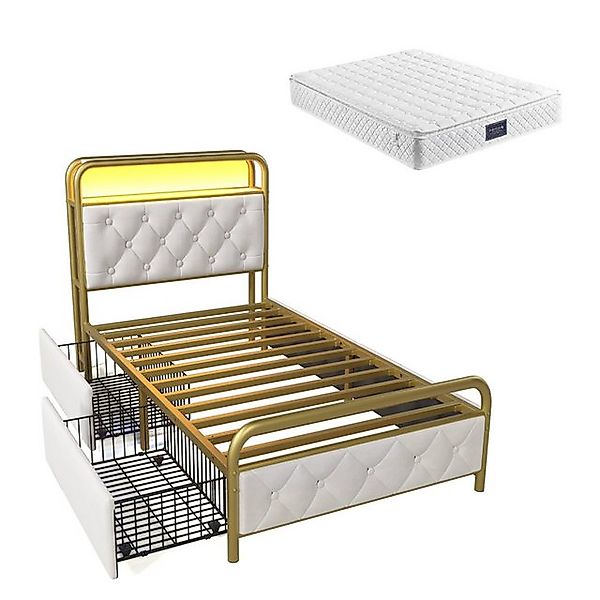 Gotagee Polsterbett Einzelbett Metallbett Jugendbett Funktionsbett mit Matr günstig online kaufen