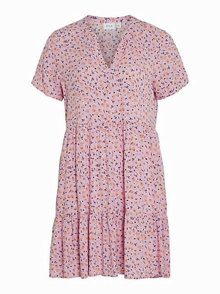 Vila Shirtkleid Lockeres Sommer Dress Stufen-Look Volant Kleid mit V-Neck ( günstig online kaufen