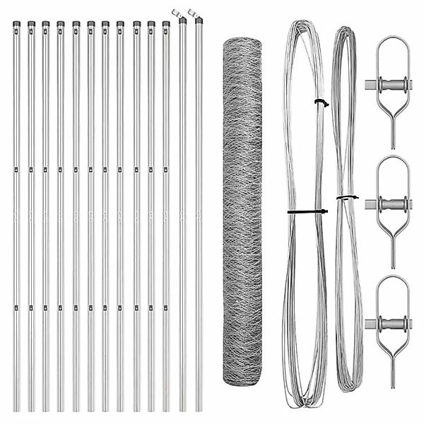 vidaXL Zaunpfosten Silber 25 x 1,2 m 50 mm Maschen Stahl 3352961 günstig online kaufen
