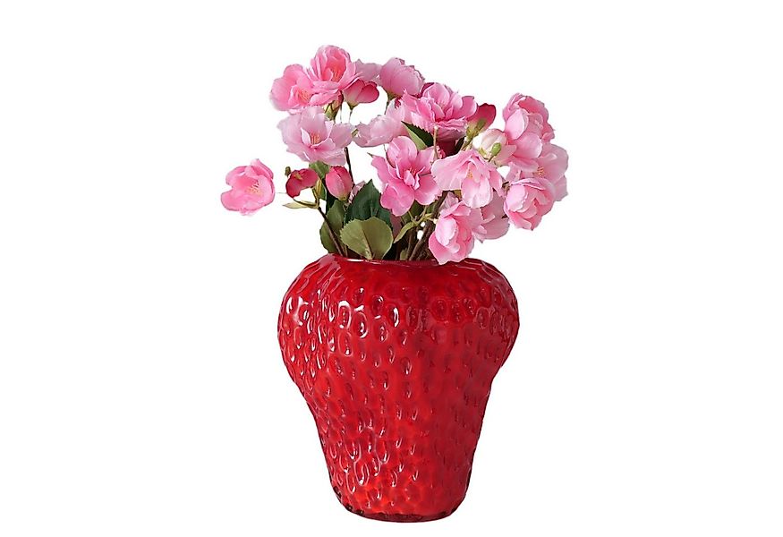 BOLTZE Tischvase Glasvase BerryGlow Erdbeeroptik Rot Handgefertigt 20cm (1 günstig online kaufen