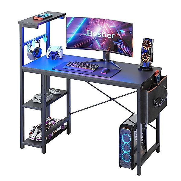 Bestier Gamingtisch Gaming Schreibtisch mit Regalen günstig online kaufen