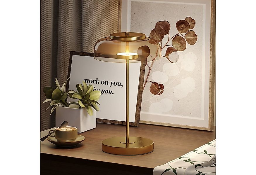 HOMCOM Tischleuchte mit warmem Metallsockel, LED, Tischlampe mit bernsteinf günstig online kaufen