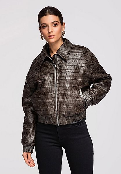 OMBRE Bomberjacke Damenjacke in kurzer Oversize-Passform mit Animal-Print günstig online kaufen