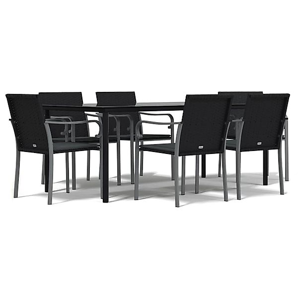 vidaXL 7-Tlg Garten-Essgruppe mit Kissen Poly Rattan und Stahl 3186967 günstig online kaufen