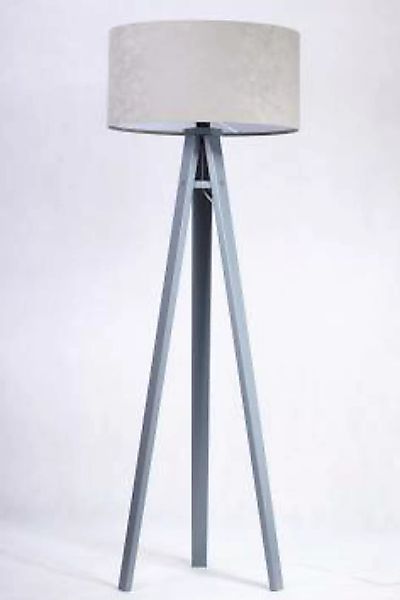 Stehlampe Holz Grau Silber Retro Dreibein 145cm günstig online kaufen