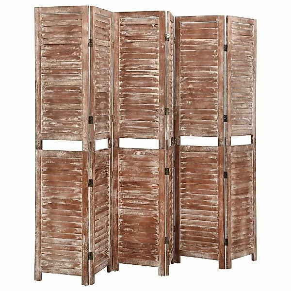 vidaXL 6-tlg. Raumteiler Braun 210x165 cm Massivholz Paulownia günstig online kaufen