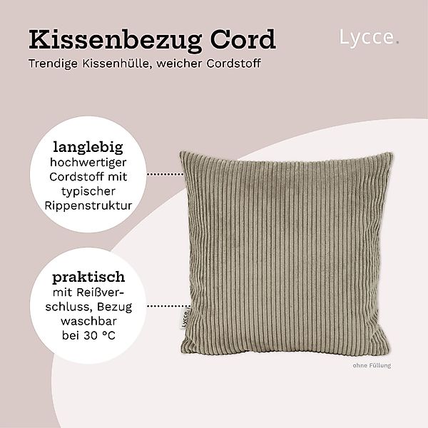 Lycce Dekokissen Kissenbezug 2er Set CORD Stoff (40 x 40 cm) mit Reißversch günstig online kaufen