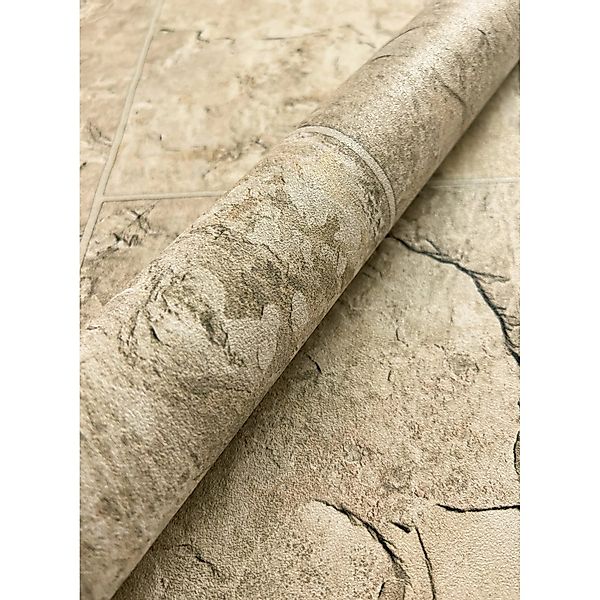 Newroom Vliestapete Kabir Beige Stein Modern FSC® günstig online kaufen