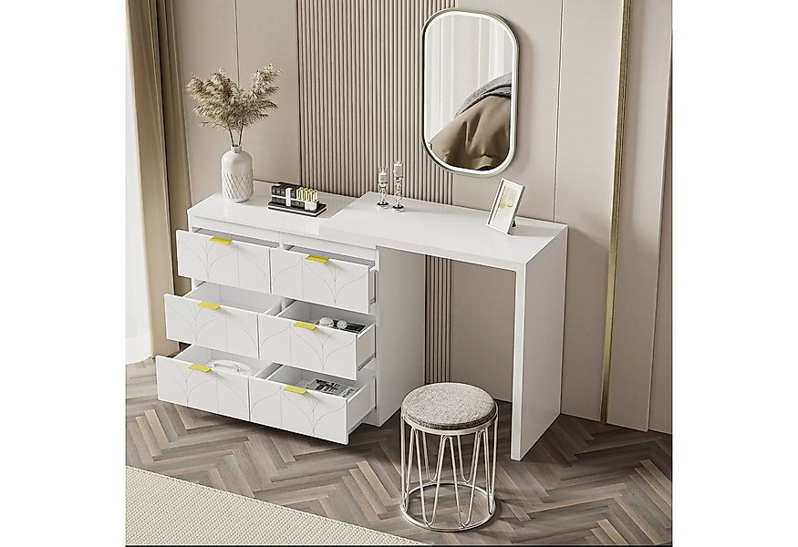 Odikalo Schminktisch Beistelltisch 6 Schubladen 180° drehbare Tischplatte W günstig online kaufen