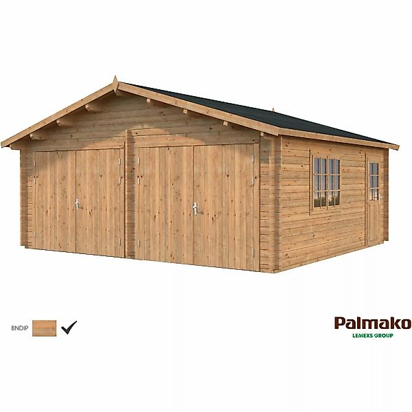 Palmako Holzgarage Roger mit Holztor Braun tauchgrundiert 575 cm x 510 cm günstig online kaufen