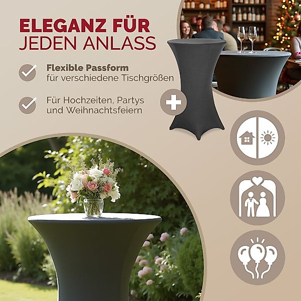 Detex Stehtischhusse, 80cm Grau 2er Set günstig online kaufen