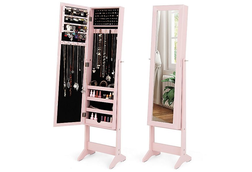 COSTWAY Schmuckregal, mit Ganzkörperspiegel, Schmuckschrank neigbar günstig online kaufen