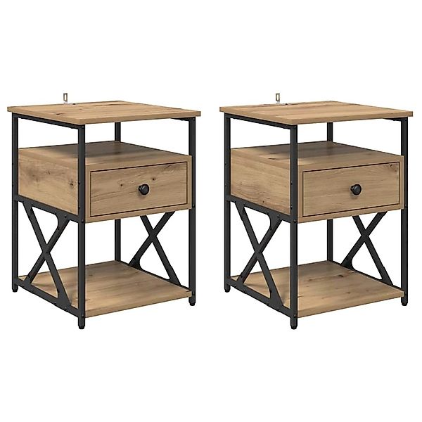 vidaXL Nachttisch 2 Stk Artisan-Eiche 40 x 42 x 55 cm Holzwerkstoff 881884 günstig online kaufen