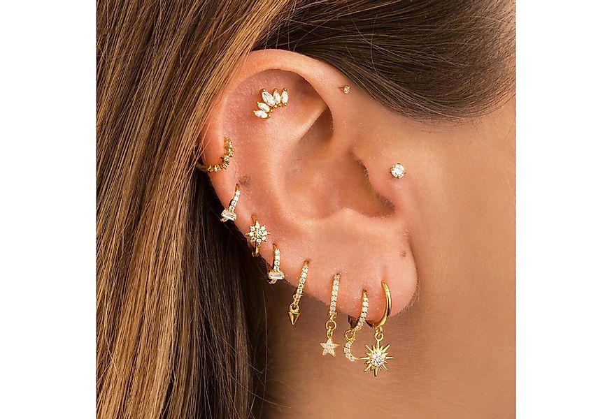 FOUORTUNATE-BEE Ohrstecker-Set 10er Set Damen Ohrringe – Sterne & Mond Geom günstig online kaufen