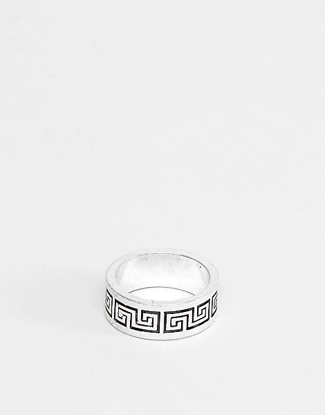ASOS DESIGN – Flacher Ring mit antiker Prägung in Silber poliert günstig online kaufen