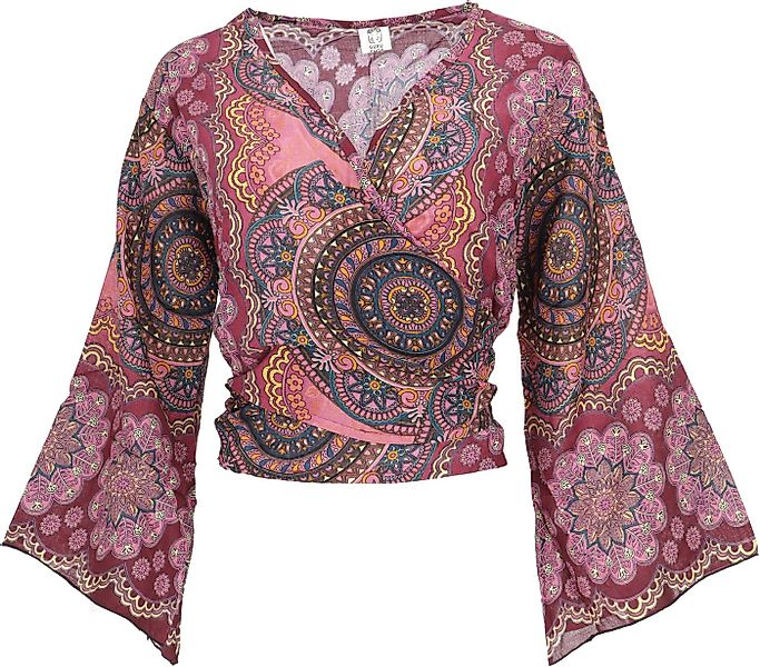 Guru-Shop Longbluse Kurztop, Boho Blusentop, Wickeltop, Wickelbluse.. alter günstig online kaufen