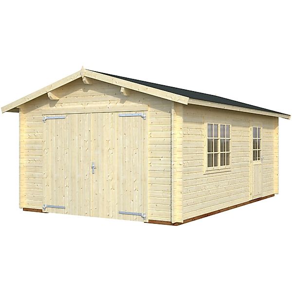 Palmako Holzgarage Roger mit Holztor Natur 360 cm x 550 cm günstig online kaufen