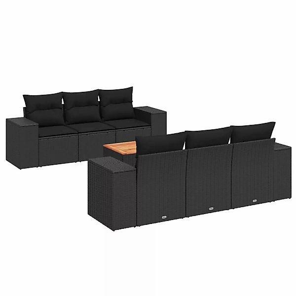 vidaXL 7-tlg Garten-Sofagarnitur mit Kissen Schwarz Poly Rattan Modell 78 günstig online kaufen