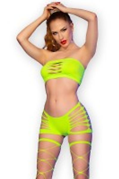 Nahtloses Oberteil und Shorts - Neongrün günstig online kaufen