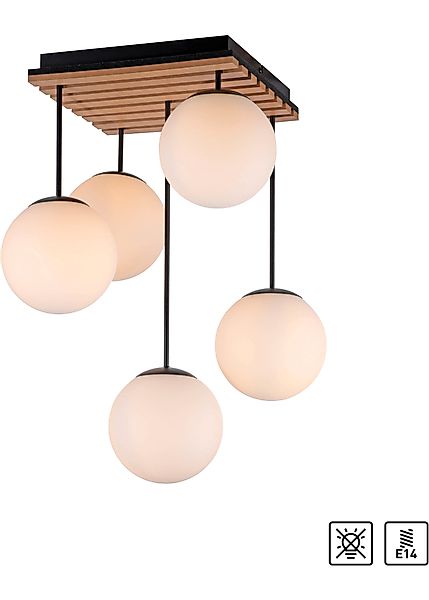 my home Deckenleuchte »Erinette Akustikpaneele mit Glaskugeln« E14 Warmweiß günstig online kaufen