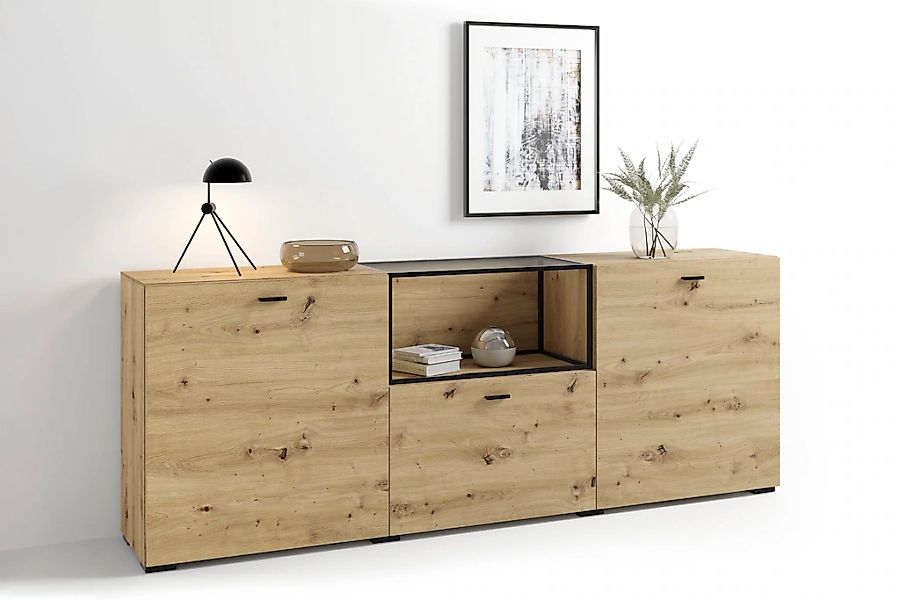 byLIVING Sideboard "Frame" 1 Stk. tlg. moderne Kommode mit Metalleinsatz un günstig online kaufen