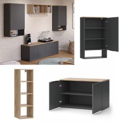 Vicco Wohnwand Wido, Anthrazit/Sonoma, 5 Teile günstig online kaufen