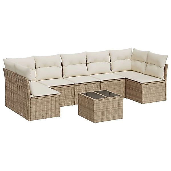 vidaXL 8-Tlg Garten-Sofagarnitur mit Kissen Beige Poly Rattan 3249277 günstig online kaufen