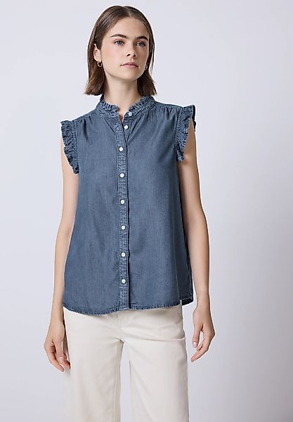 STREET ONE STUDIO Kurzarmbluse, in Denim-Optik günstig online kaufen