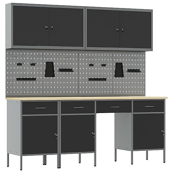 vidaXL Werkbank 10-tlg. Werkbank-Set Schwarz Stahl, günstig online kaufen