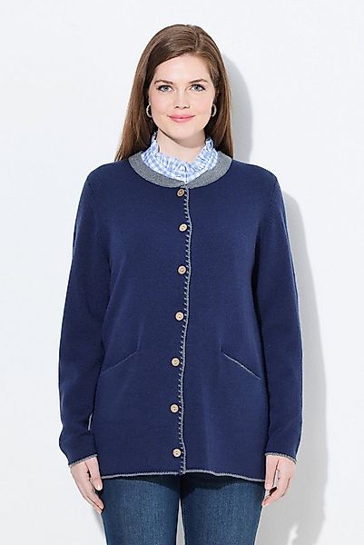 Ulla Popken Strickjacke Long-Strickjacke Hirsch-Stickerei A-Linie günstig online kaufen